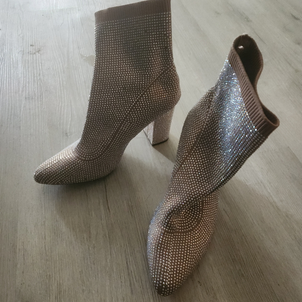 Betsey Johnson Brown Rhinestone Heeled Boots